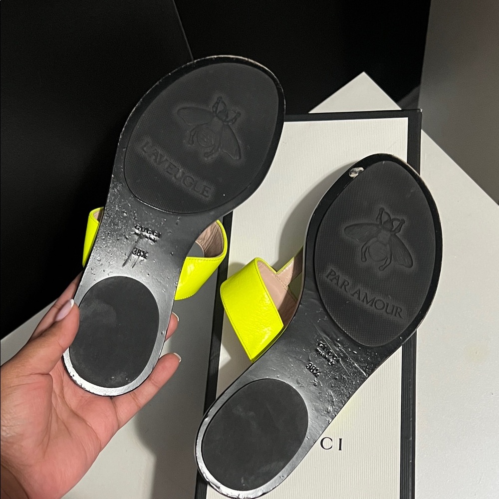 Gucci Women's Bright Yellow Sandals - Picture 3 of 6